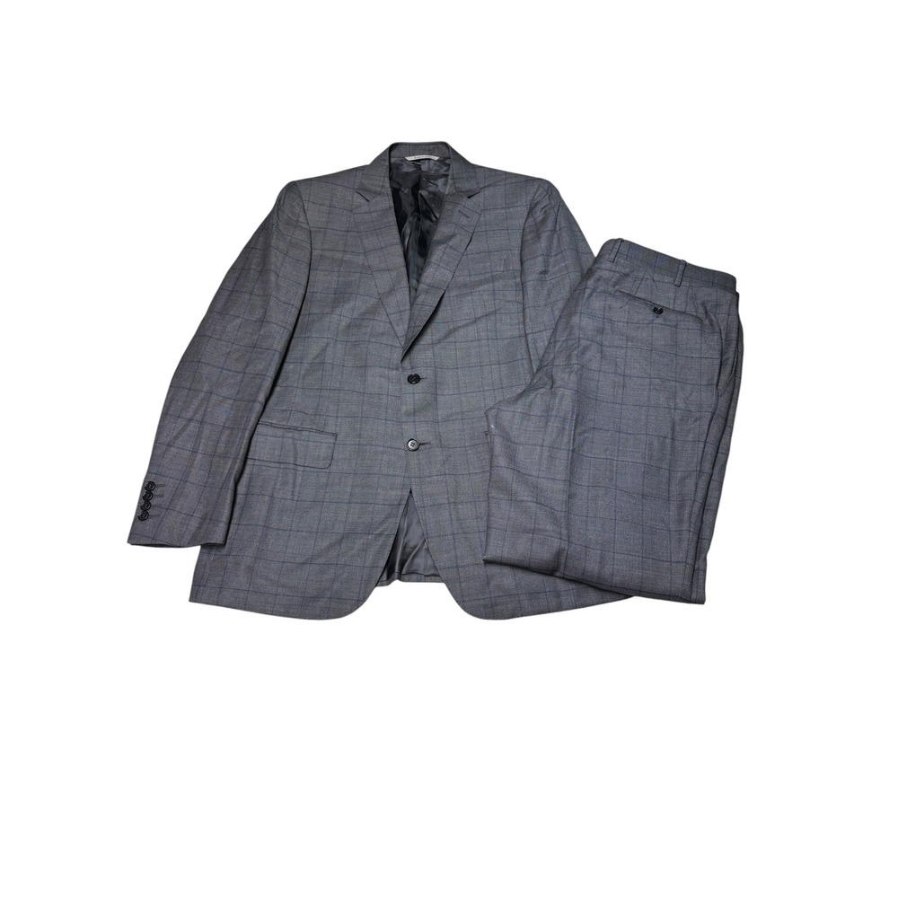 Canali 1934 Mens Gray Windowpane Wool Suit 2 Piece 42R US 52R EU W36 L29 Italy